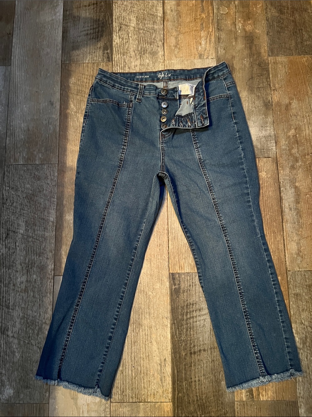 Style & Co. Crop Flare Jeans - Dark Blue Denim